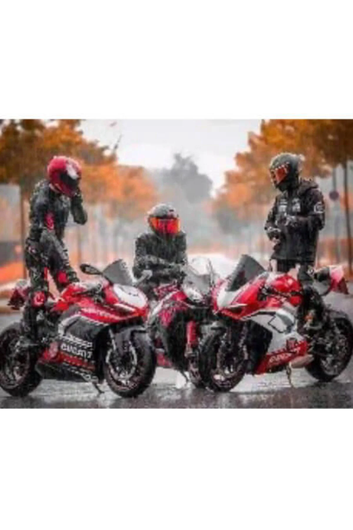 Canvas Üç Motorcu Sayılarla Boyama Seti KASNAKLI DUVARA ASILABİLİR