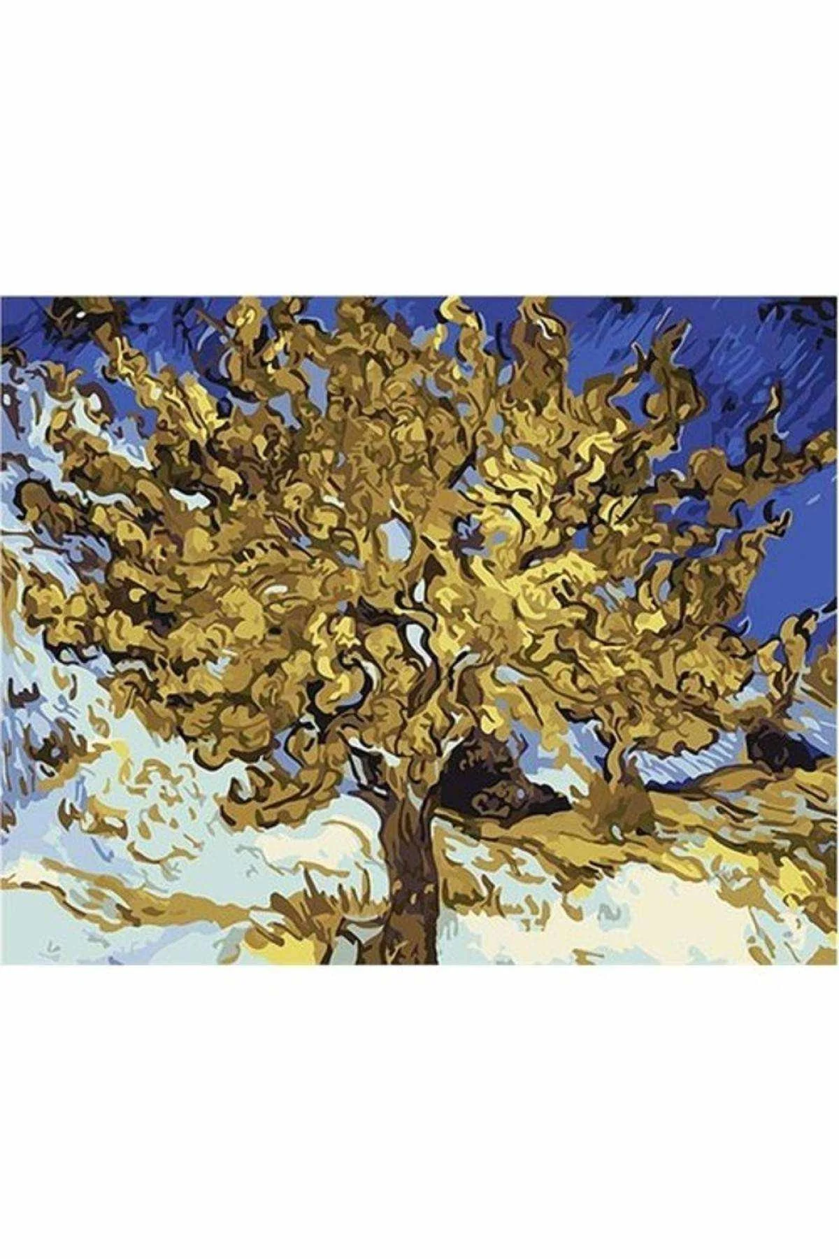 Canvas Van Gogh Ağaç Sayılarla Boyama Seti Kasnaklı
