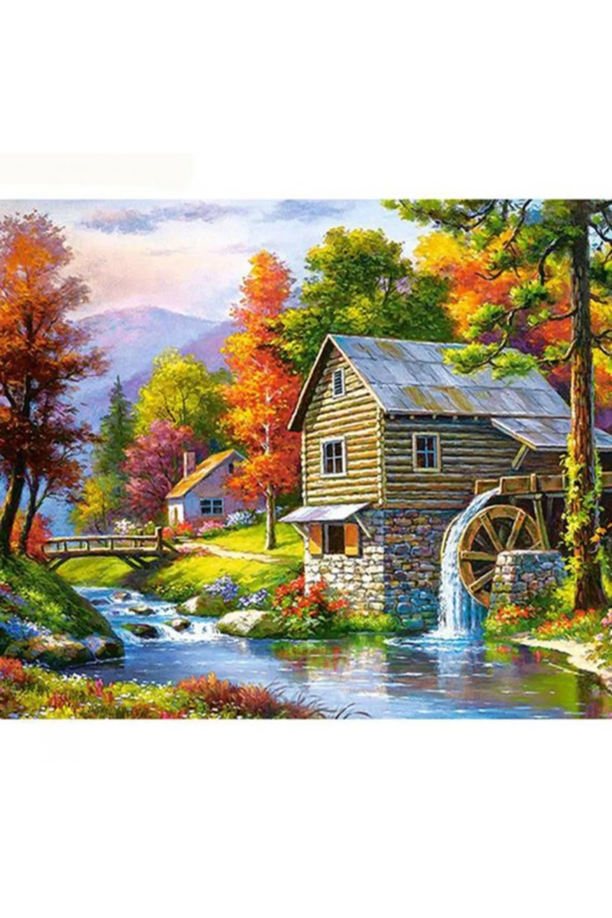 Canvas Yayla Evi Sayılarla Boyama Seti KASNAKLI DUVARA ASILABİLİR