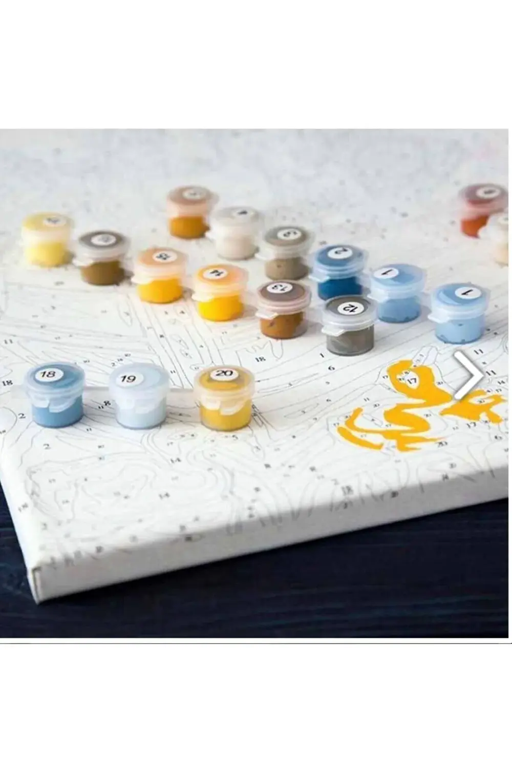 Canvas Yeşil Çam Modeli Sayılarla Boyama Seti KASNAKLI ÇERÇEVELİ