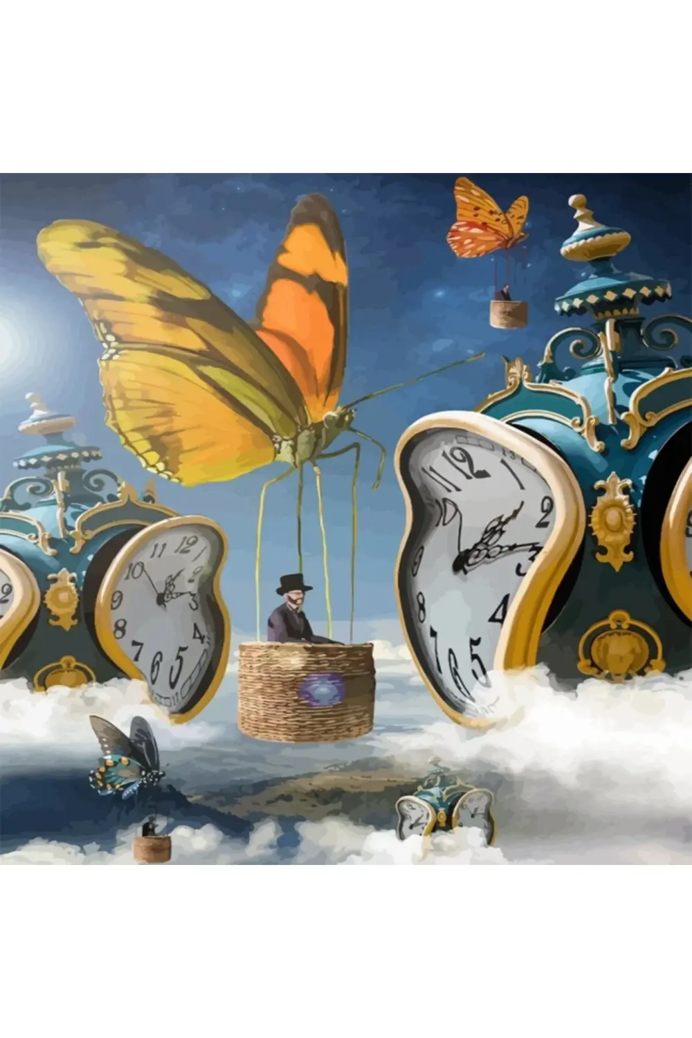 Canvas Zamanda Yolculuk Sayılarla Boyama Seti KASNAKLI DUVARA ASI