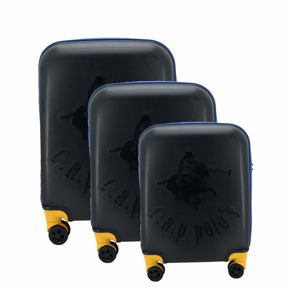Çanta Yurdu Cap Polo's Polipropilen Üçlü Valiz Set Siyah