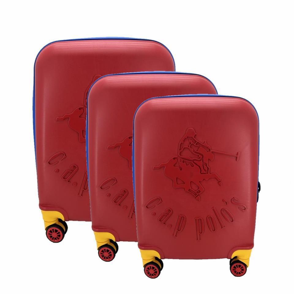 Çanta Yurdu Cap Polo's Polipropilen Üçlü Valiz Set Kirmizi