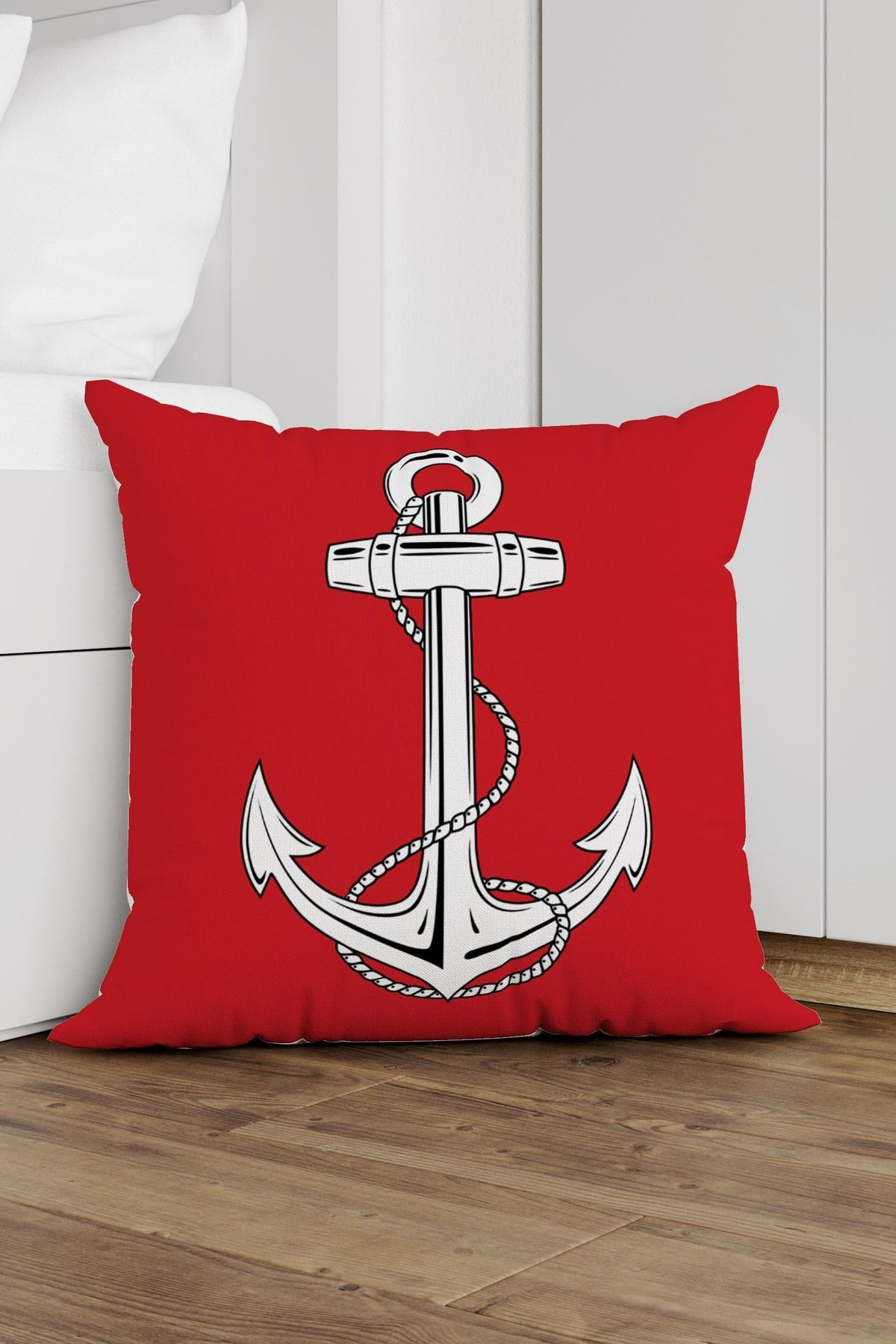 Çapa Desenli 3d Baskılı Dekoratif Kırlent Kılıfı