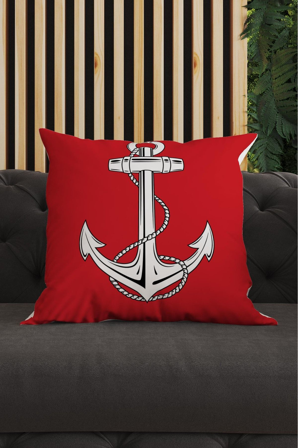 Çapa Desenli 3d Baskılı Dekoratif Kırlent Kılıfı