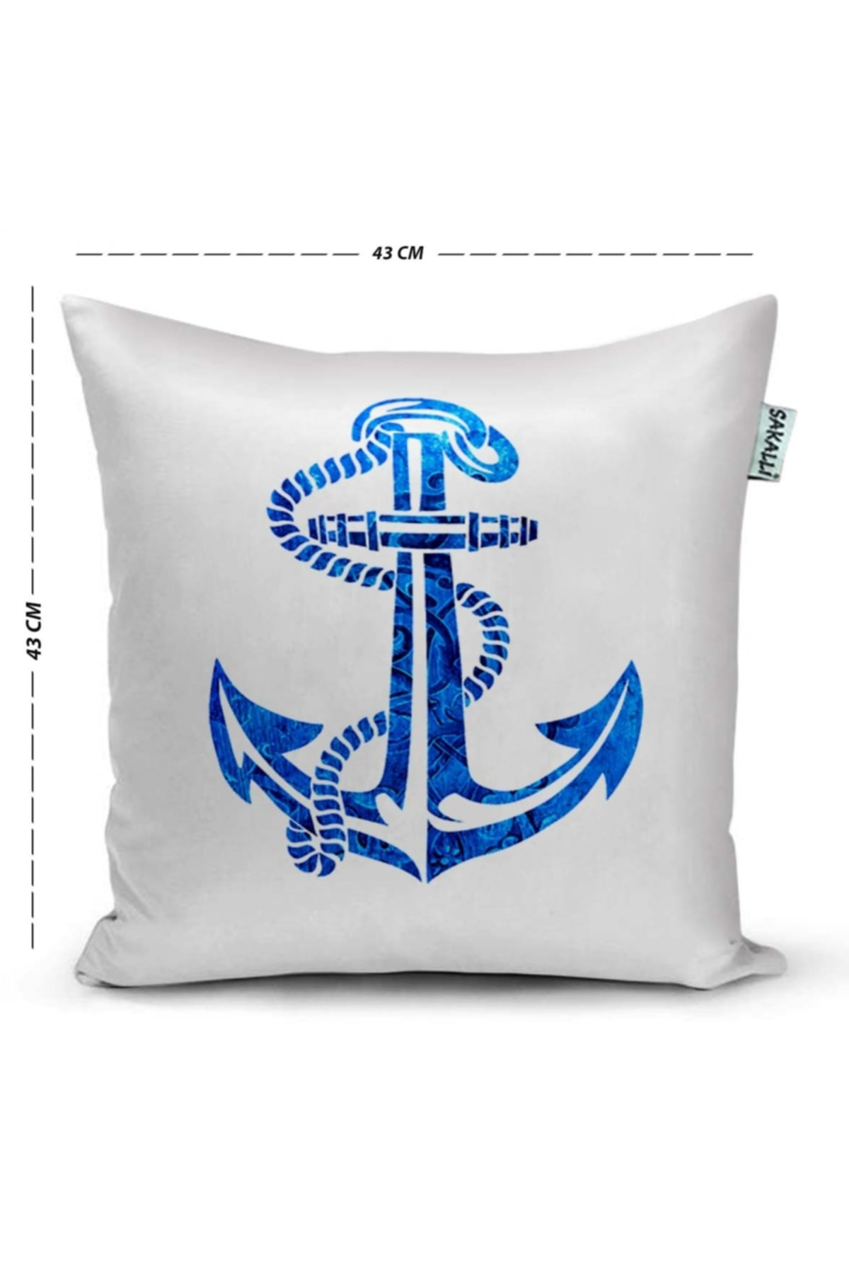 Sakallı Çapa Desenli 3D Baskılı Dekoratif Kırlent Kılıfı