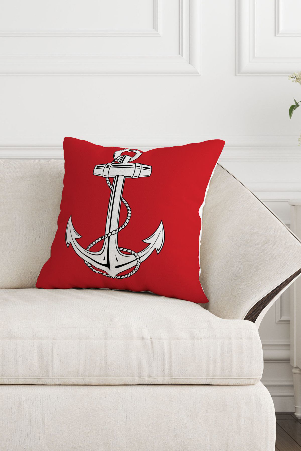 Çapa Desenli 3d Baskılı Dekoratif Kırlent Kılıfı