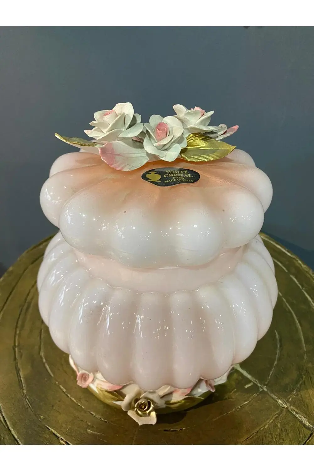 Capodimonte İtalyan Kapaklı Dekoratif Cam Şekerlik