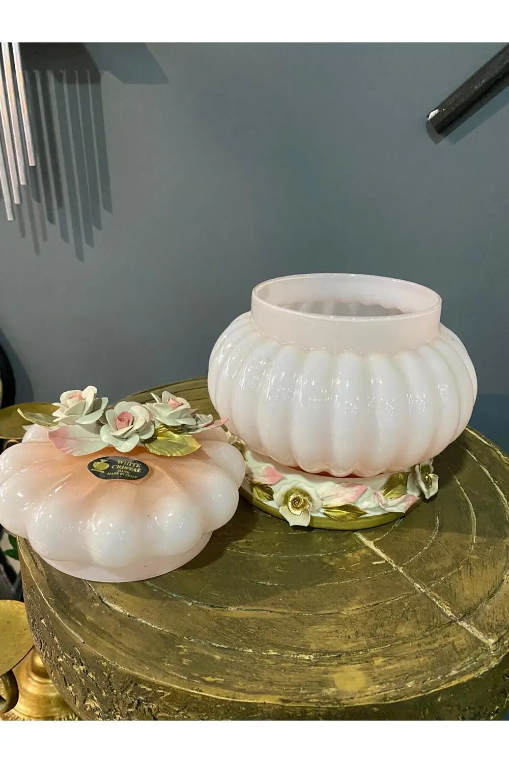 Capodimonte İtalyan Kapaklı Dekoratif Cam Şekerlik