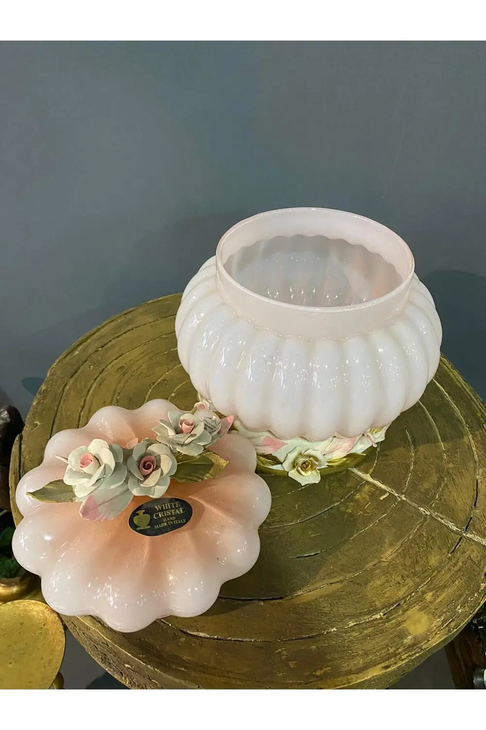 Capodimonte İtalyan Kapaklı Dekoratif Cam Şekerlik