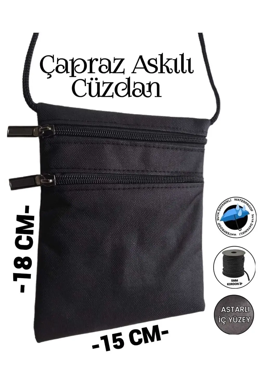 ÇAPRAZ ASKILI CÜZDAN SU GEÇİRMEZ KUMAŞ
