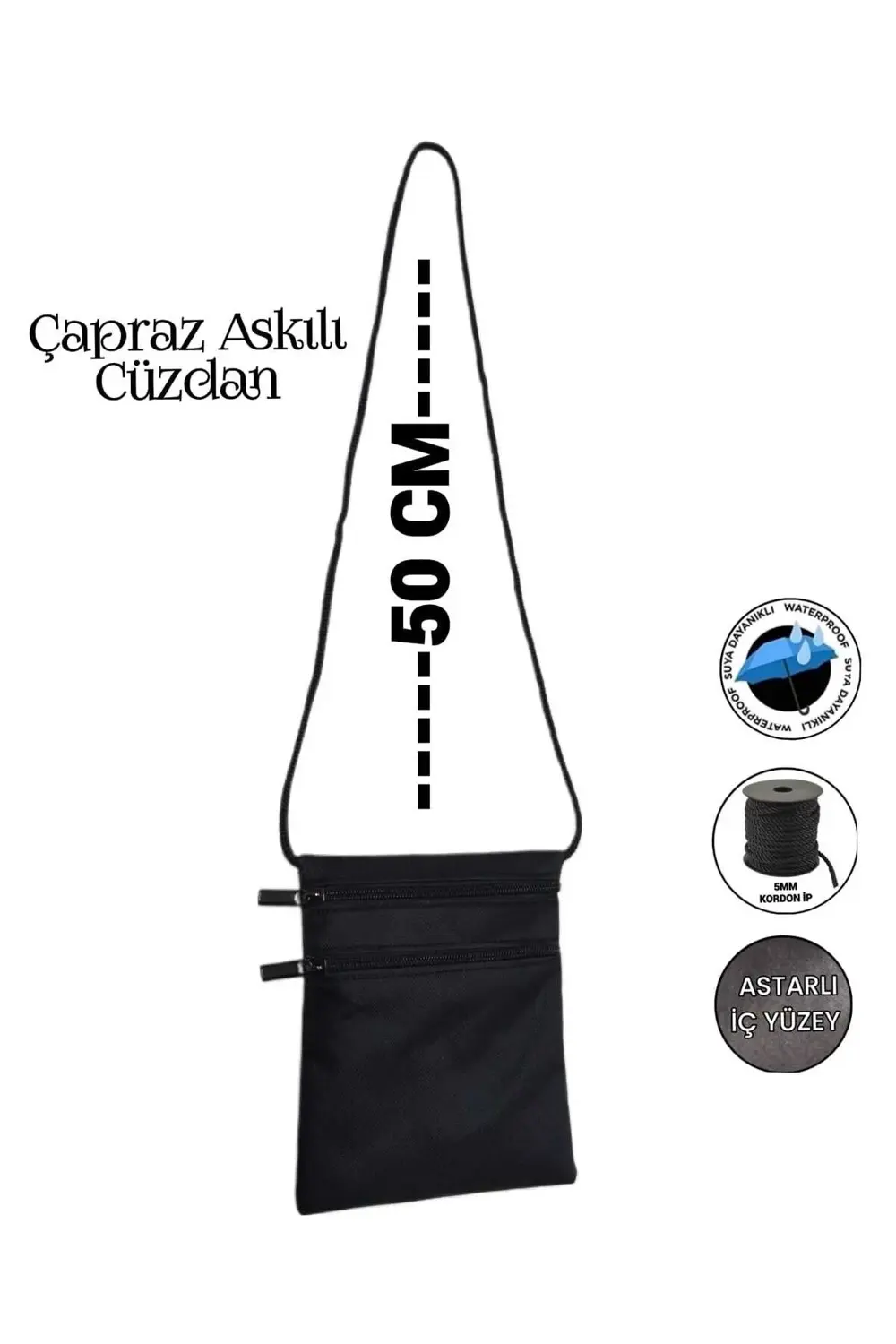 ÇAPRAZ ASKILI CÜZDAN SU GEÇİRMEZ KUMAŞ