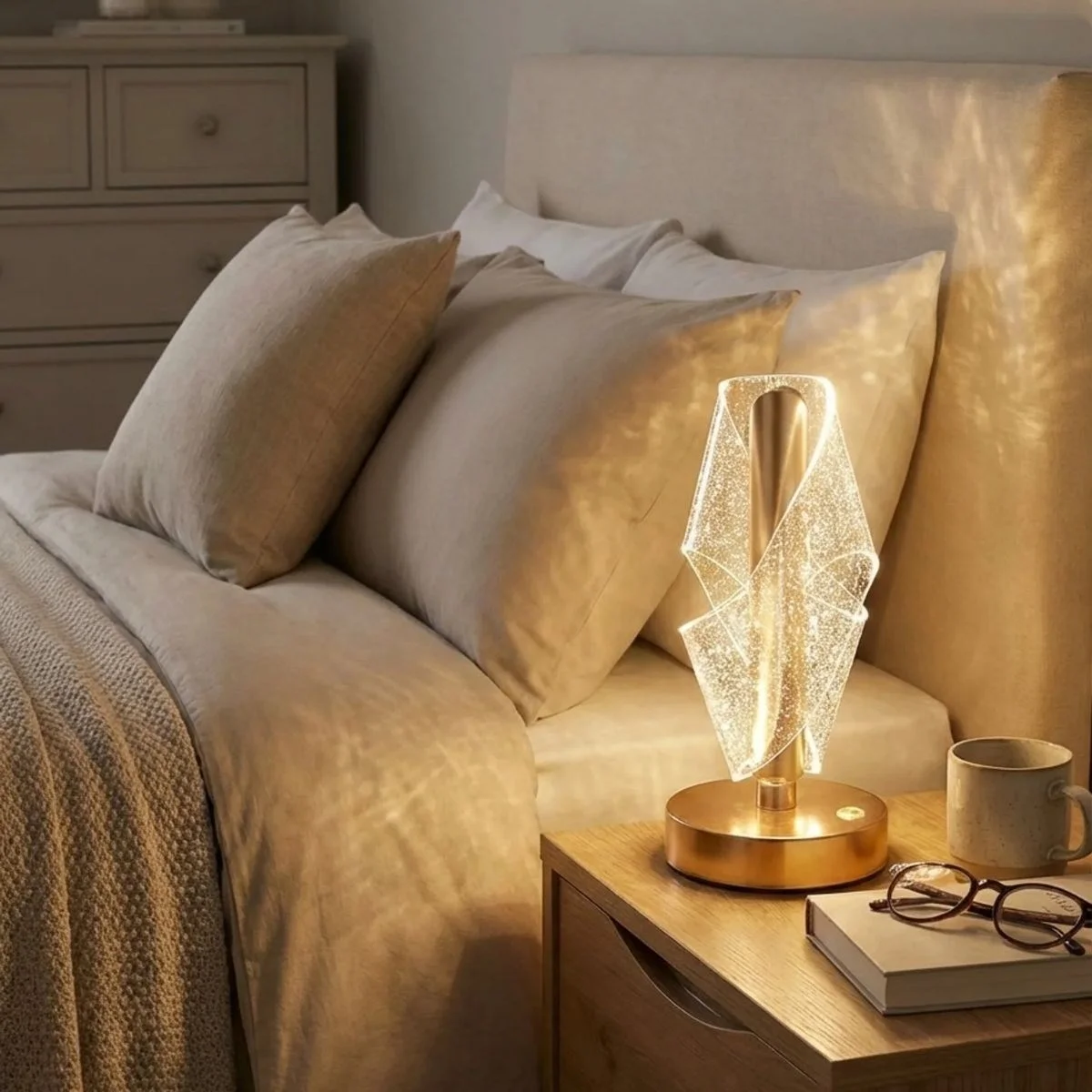 Çapraz Kavisli Ters Kristal Simli Led Masa Lambası – Gold Gövdeli, Dokunmatik, 3 Kademe Işık Ayarlı Şarjlı Dekoratif Lamba Bx40 Fiyatı, Yorumları ve Özellikleri