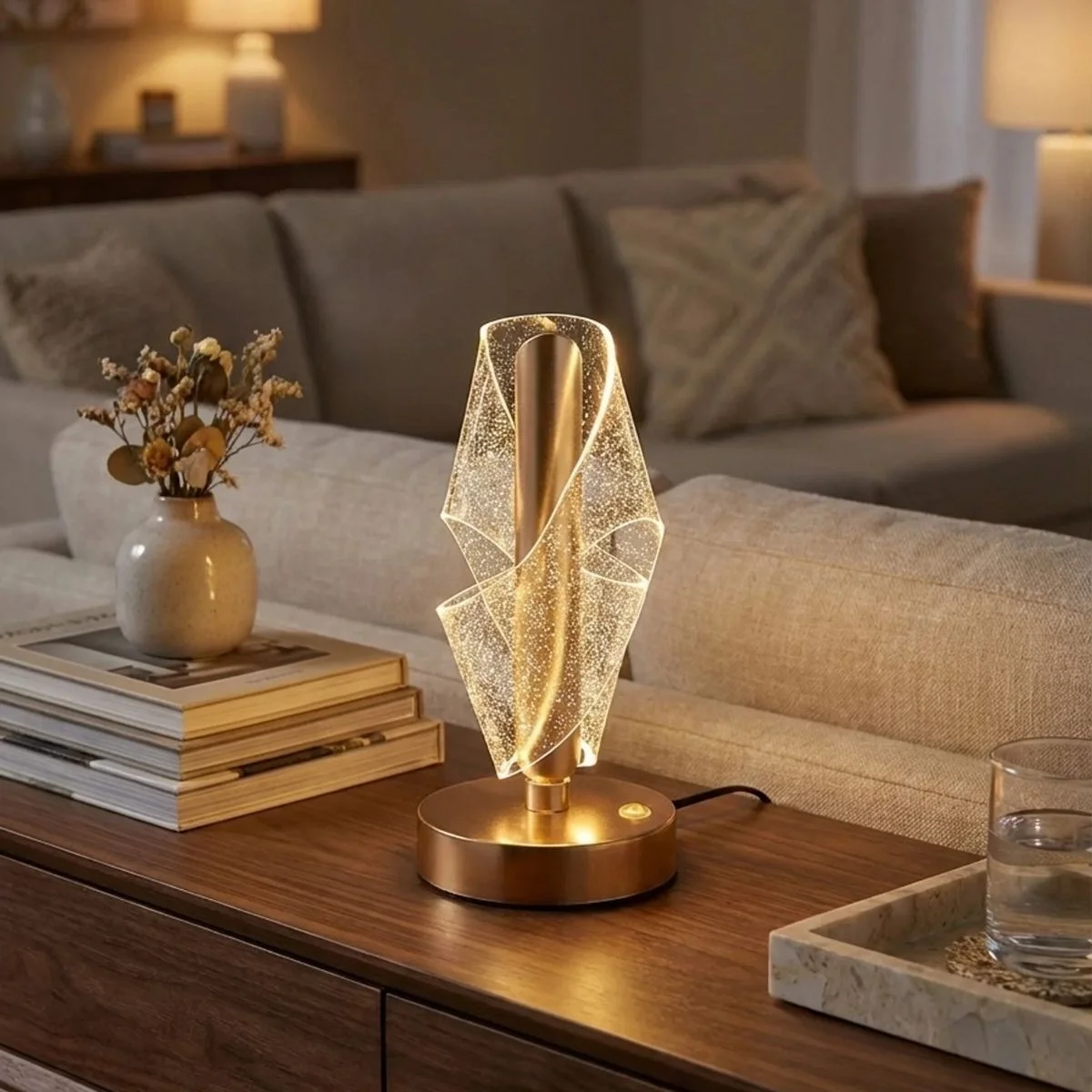 Çapraz Kavisli Ters Kristal Simli Led Masa Lambası – Gold Gövdeli, Dokunmatik, 3 Kademe Işık Ayarlı Şarjlı Dekoratif Lamba Bx40 Fiyatı, Yorumları ve Özellikleri