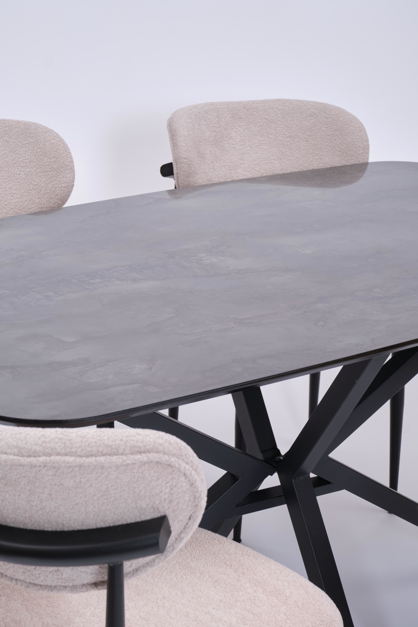 Erezogullari Mobilya Çapraz Polo Demir High Gloss Yemek Masa Sandalye Takimi 90X160