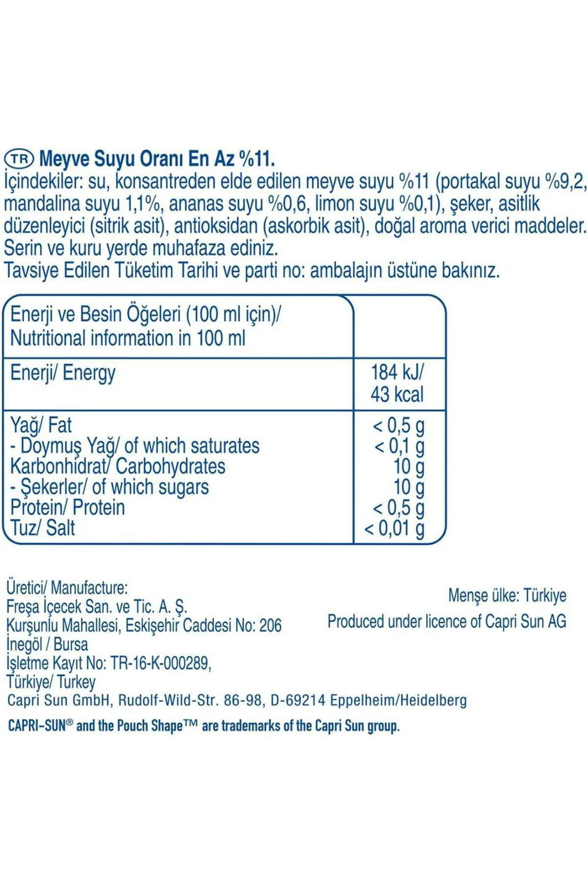 Capri-Sun Safari Sun Karışık Meyveli İçecek 20 x 200 ml