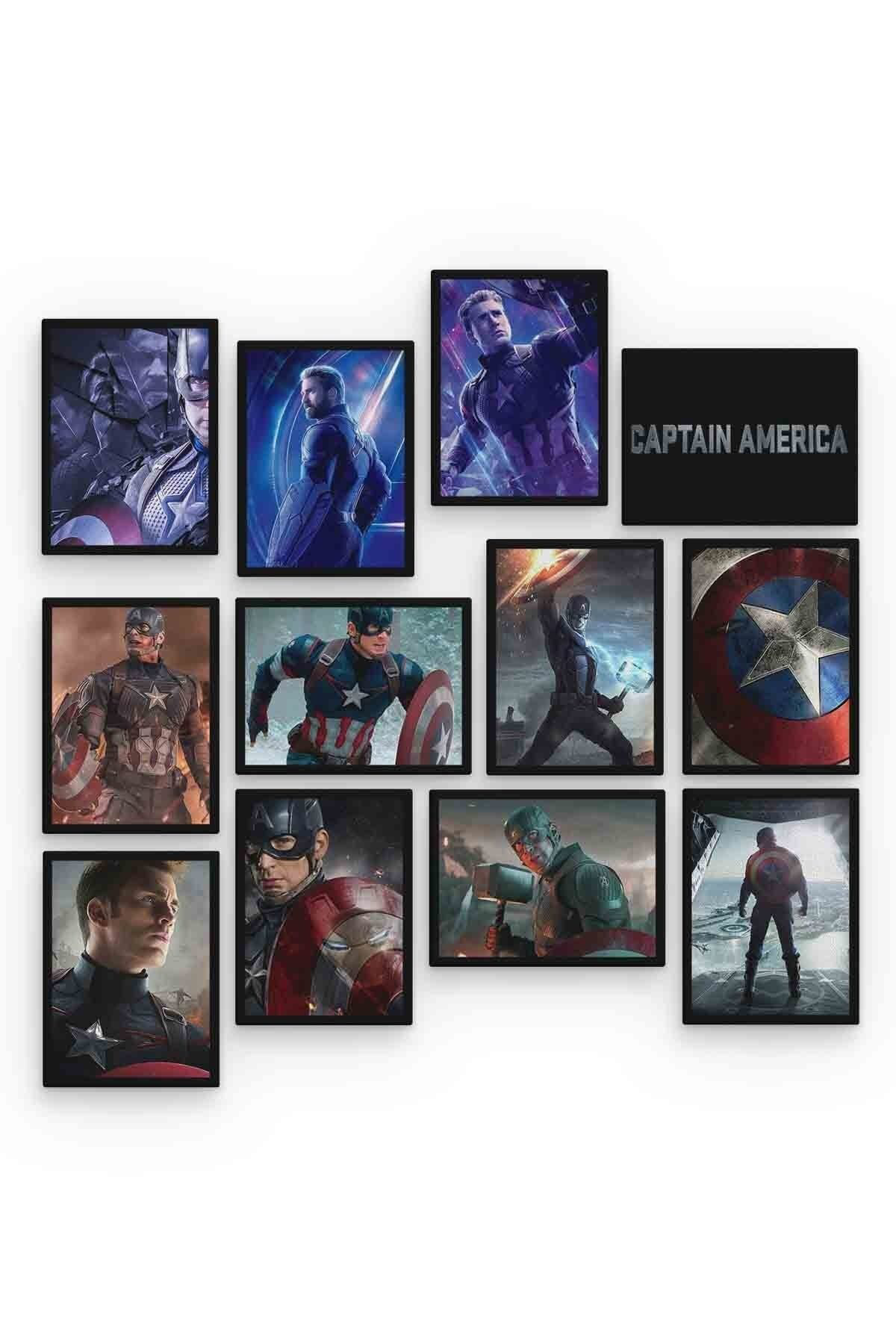 Captain America 12 Parça Mdf (ahşap) Tablo Ofis Boyu 