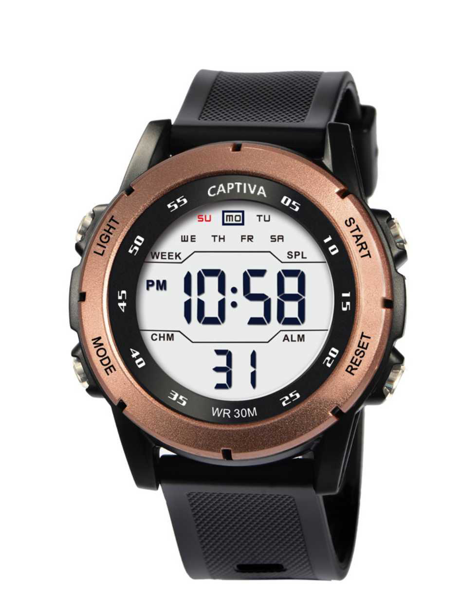 Captiva Digital 30 mt Suya Dayanıklı Işıklı Alarmlı Kronometreli 