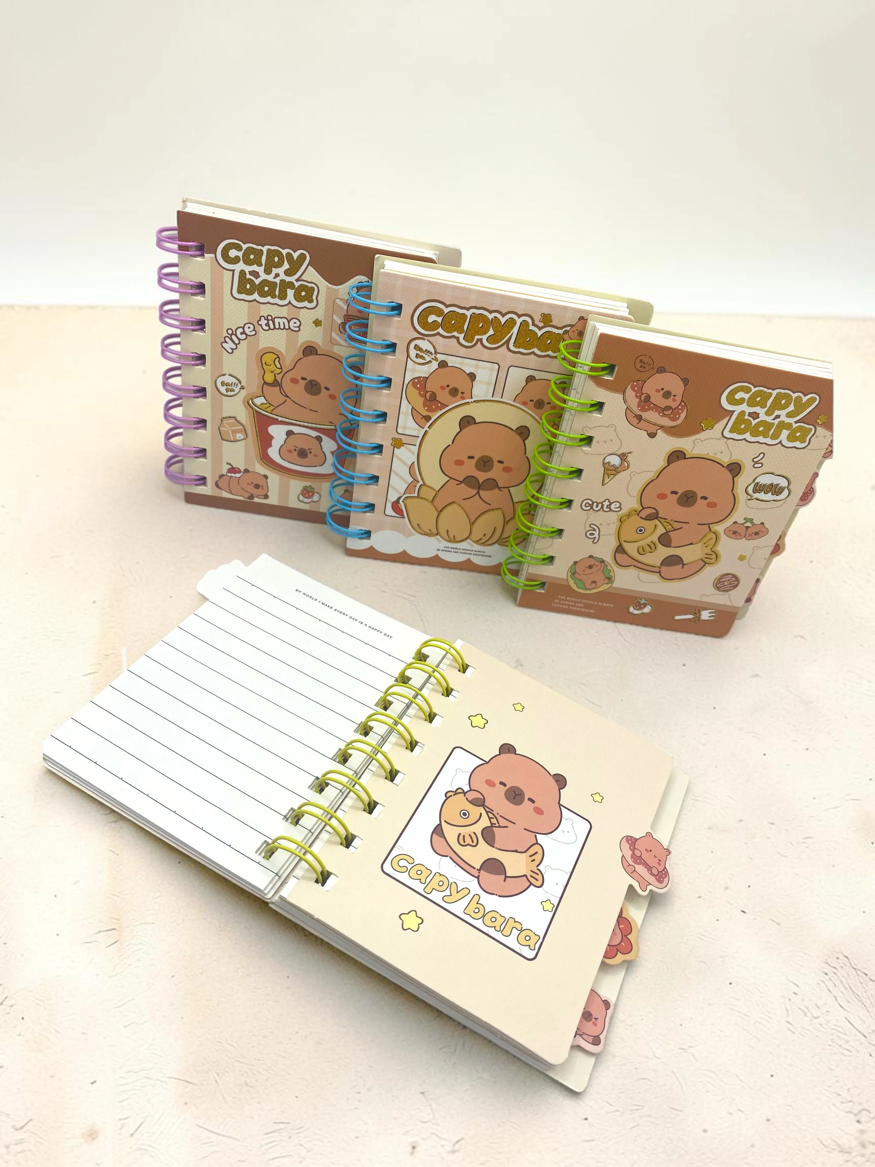 Capy Bara Not Defteri - Mini Telli A7 Not Defteri - Sarı