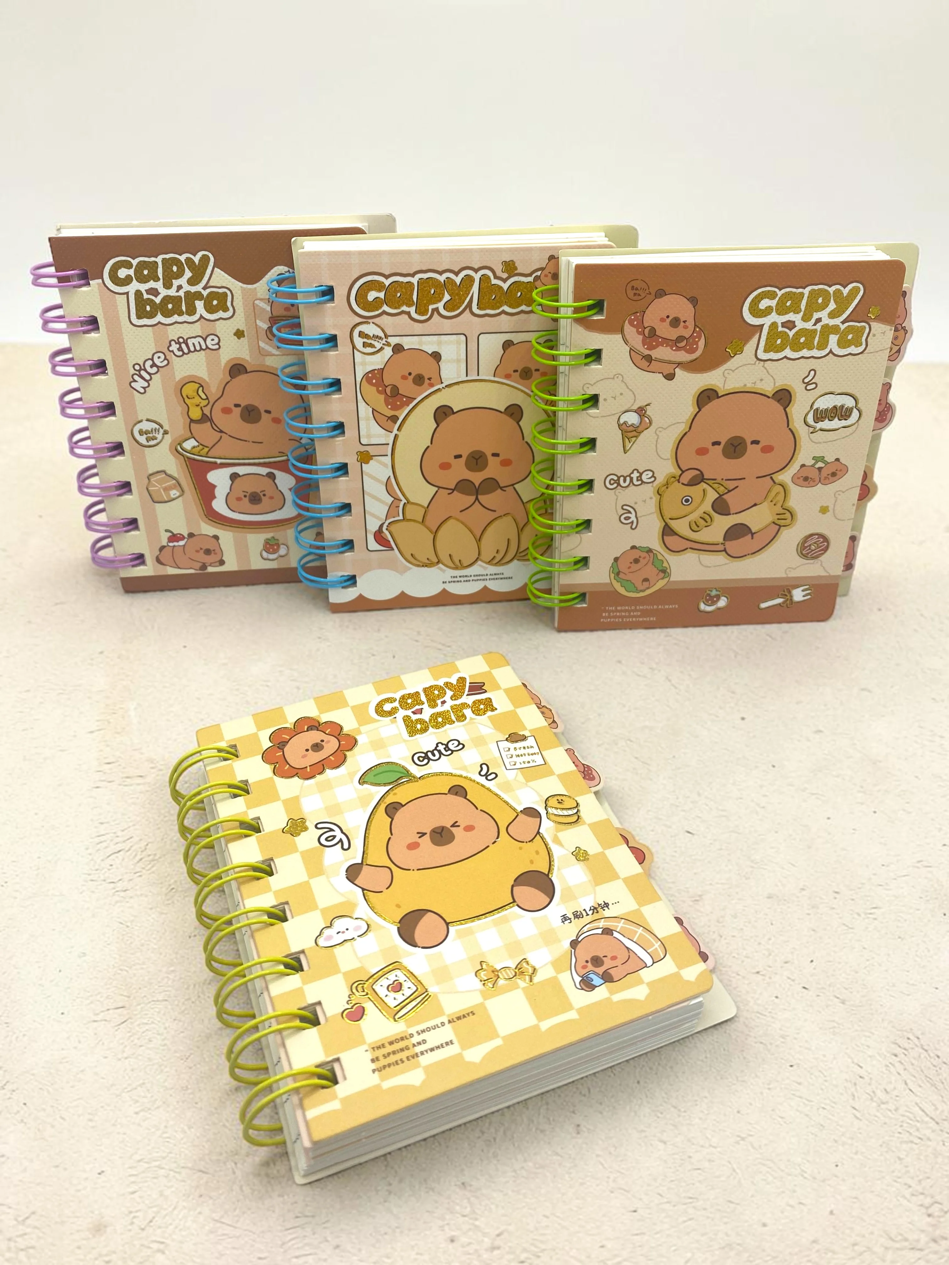 Capy Bara Not Defteri - Mini Telli A7 Not Defteri - Sarı