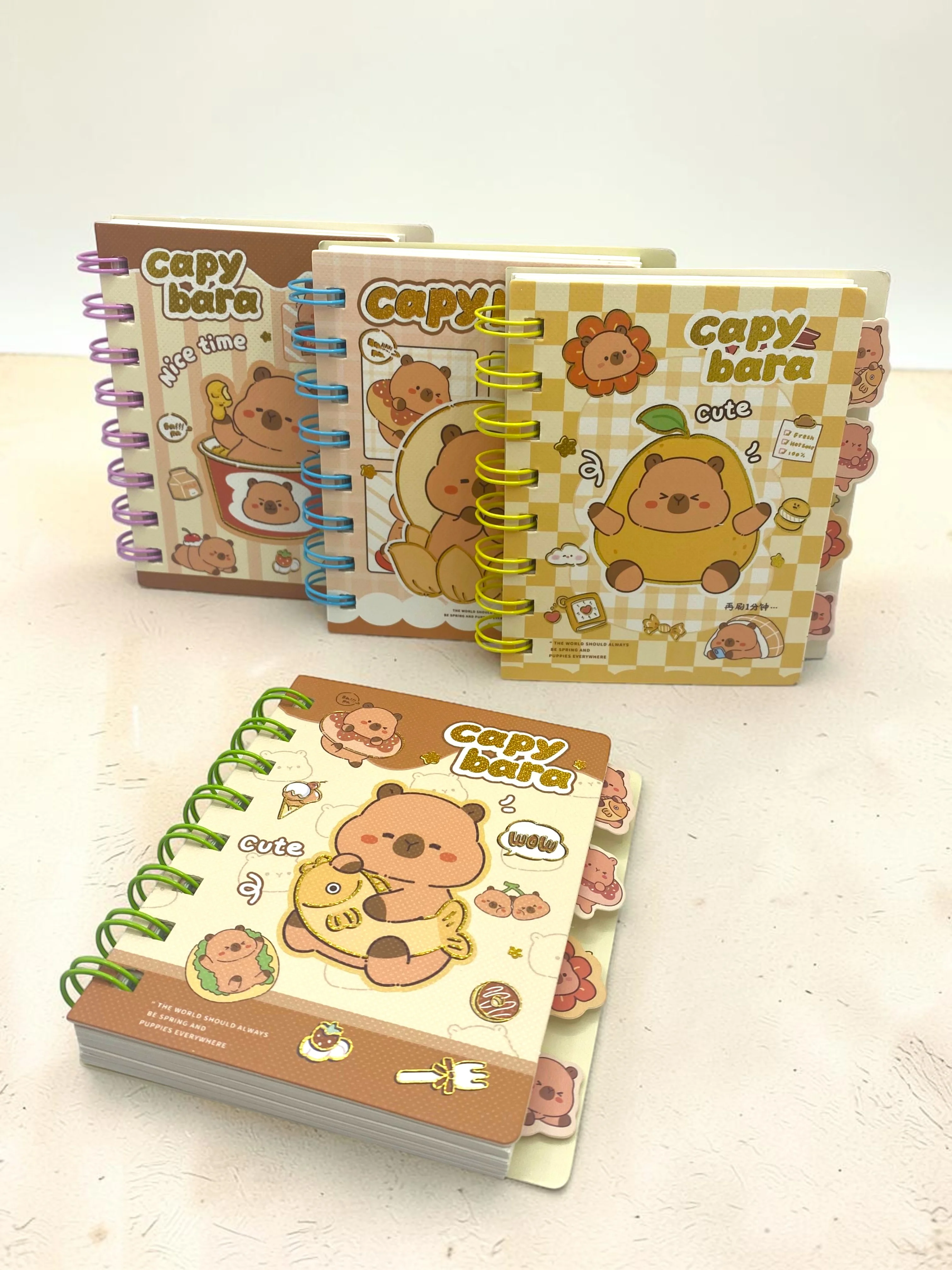 Capy Bara Not Defteri - Mini Telli A7 Not Defteri - Yeşil
