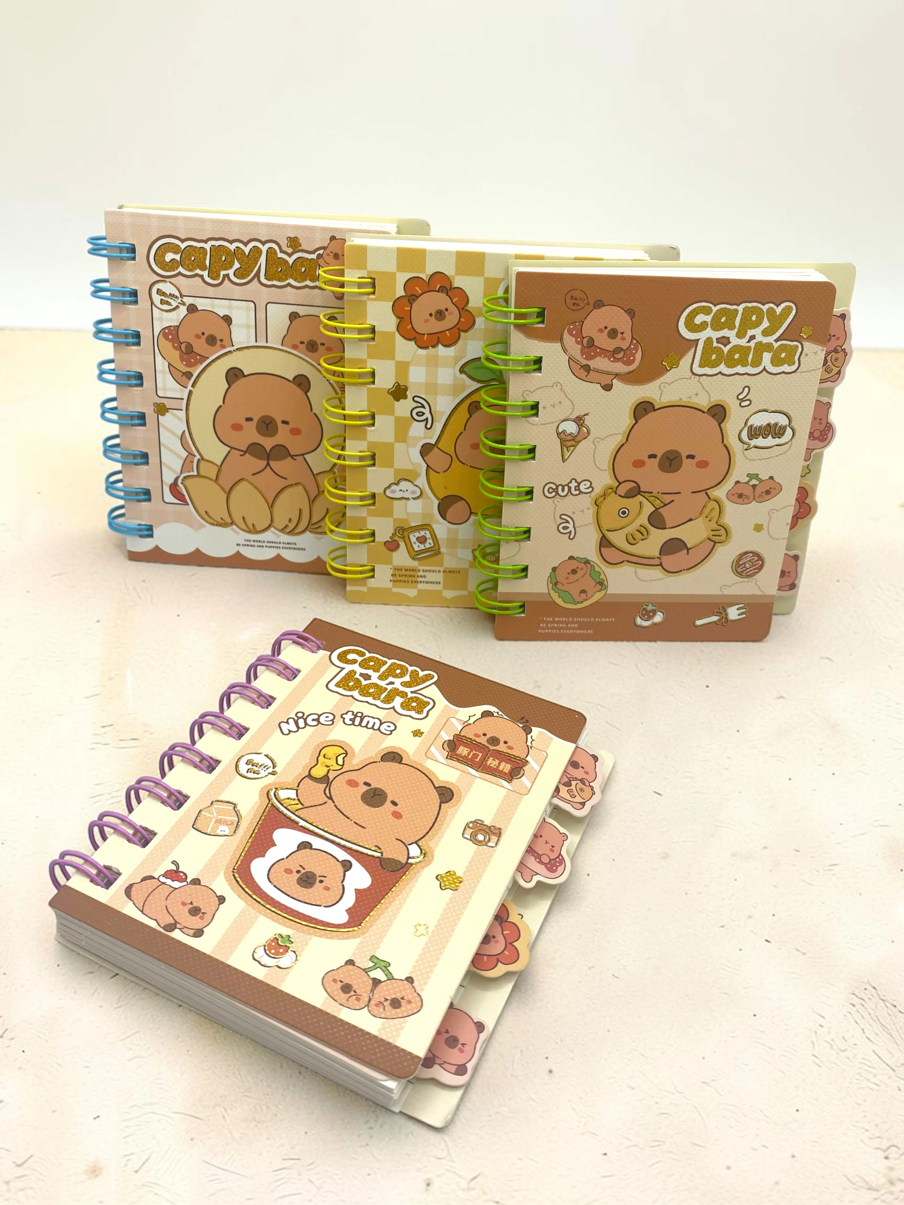 Capy Bara Not Defteri - Mini Telli A7 Not Defteri - Mor
