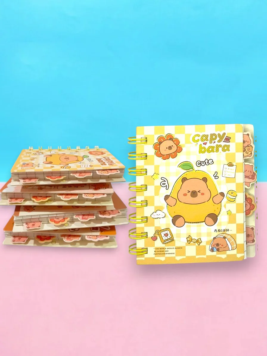 Capy Bara Not Defteri - Mini Telli A7 Not Defteri - Sarı