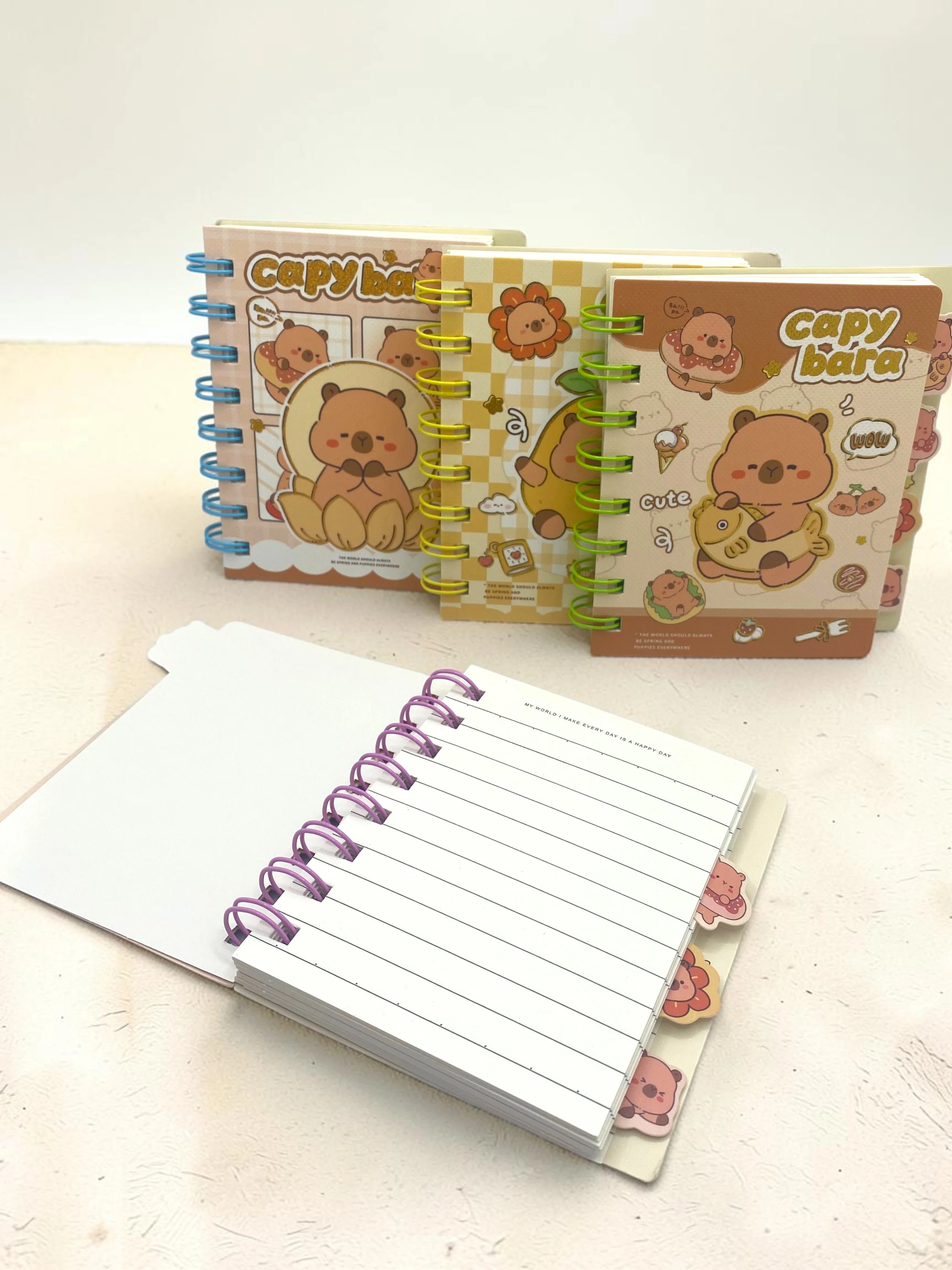 Capy Bara Not Defteri - Mini Telli A7 Not Defteri - Mor