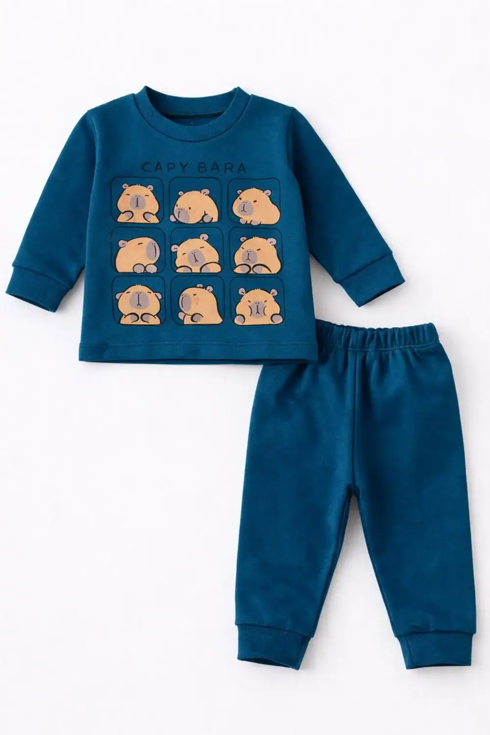 Capybara Desenli Bebek Eşofman Takımı | Unisex | Günlük Rahat | 9