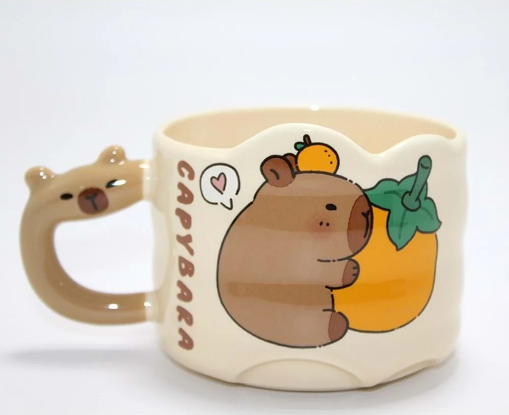 Capybara Figürlü Yayvan Formlu Porselen Kupa Bardak Diğer
