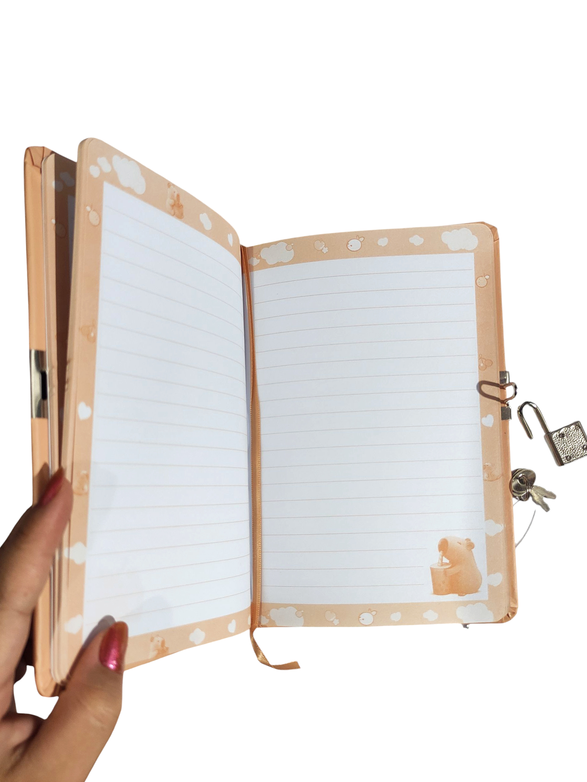 Capybara Hatıra Defteri (Günlük) Kilitli Defter 80 yaprak - Süslü