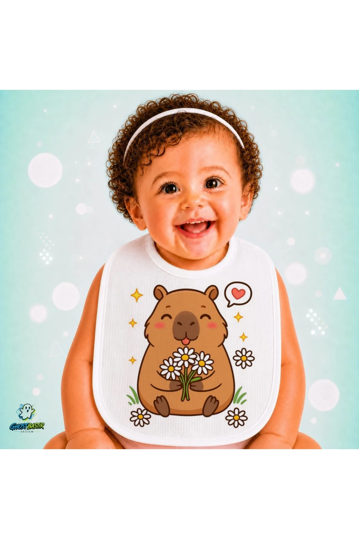 Capybara Keten Bebek Mama Önlüğü – Yumuşak, Emici, Yıkanabilir, Özel Tasarım P031