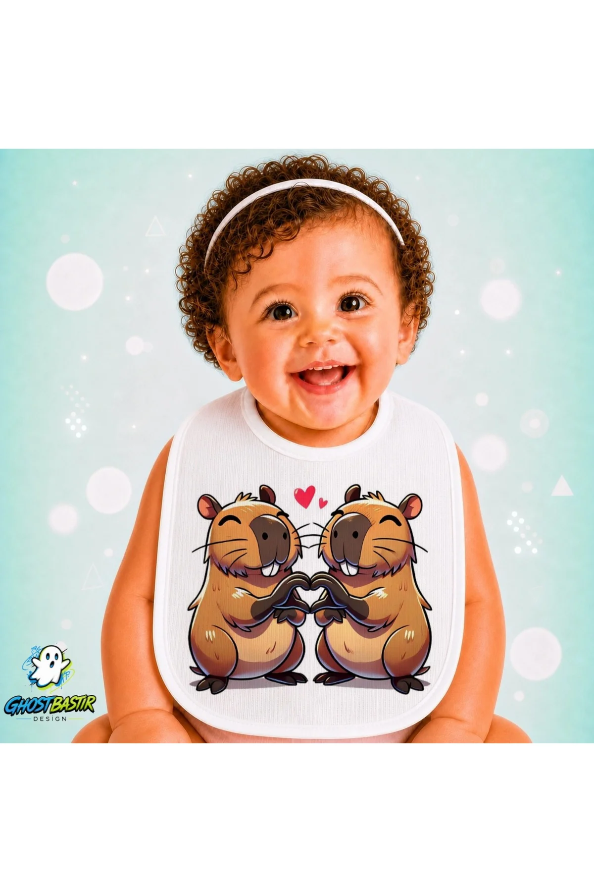 Capybara Keten Bebek Mama Önlüğü – Yumuşak, Emici, Yıkanabilir, Özel Tasarım P032