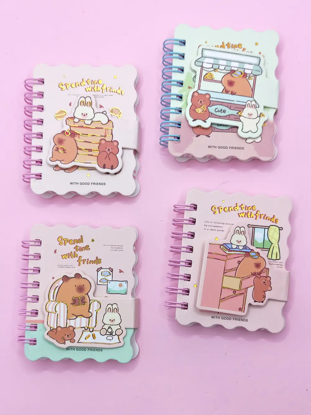 Capybara Tavşan Ayı Cırtlı Cep Boy Mini Not Defteri (7x8 cm) - Be