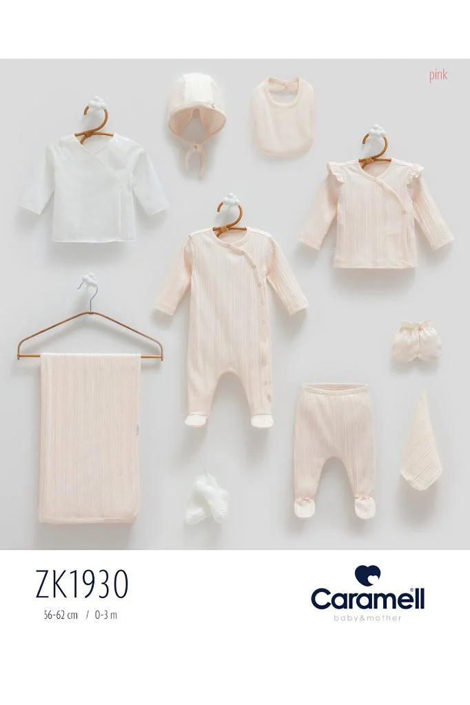 Caramell %100 Pamuk Beauty Girl 10 Parça Hastane Çıkışı Zıbın Seti Pembe CRML.ZK1930.PMB