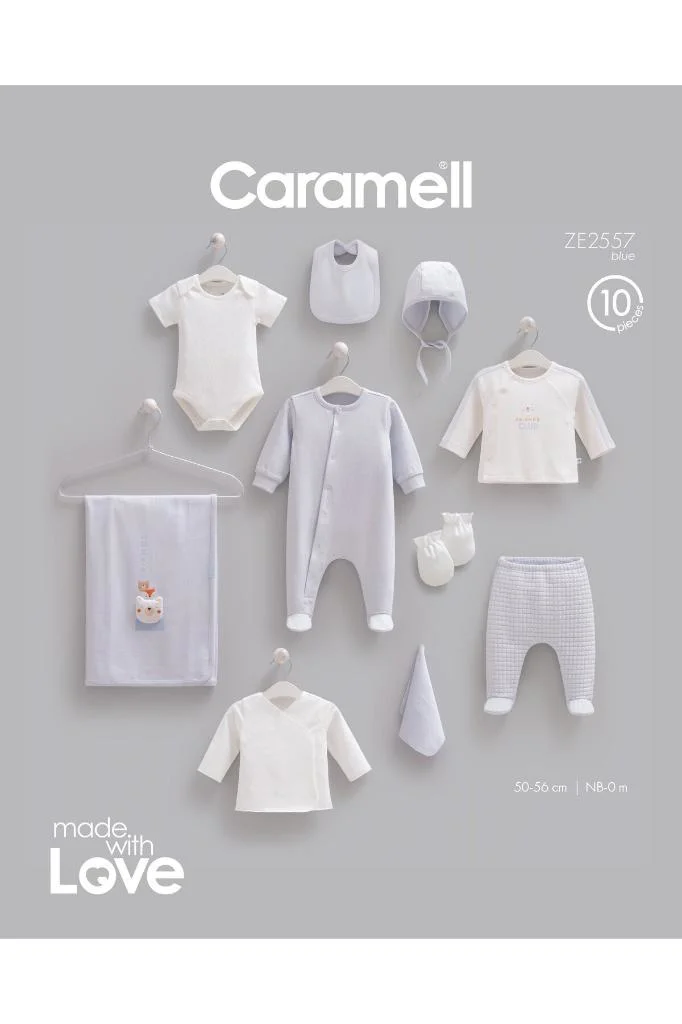 Caramell %100 Pamuk Friends 10'lu Set 0-3 Ay 50-56 cm Mavi CRML.ZE2557.MAV Caramell %100 Pamuk Friends 10'lu Set 0-3 Ay 50-56 cm Mavi CRML.ZE2557.MAV
