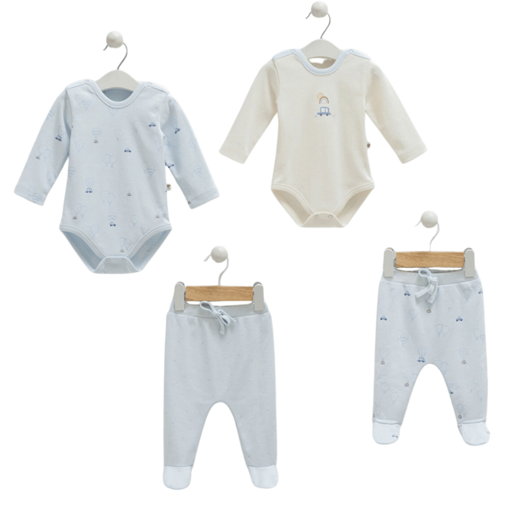 Caramell %100 Pamuk Flaying Cars Body Pantolon Seti 56-62 cm 1-3 