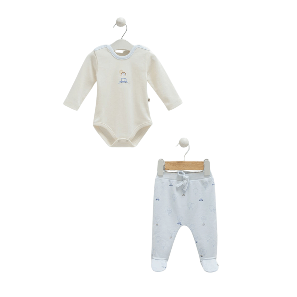 Caramell %100 Pamuk Flaying Cars Body Pantolon Seti 56-62 cm 1-3 