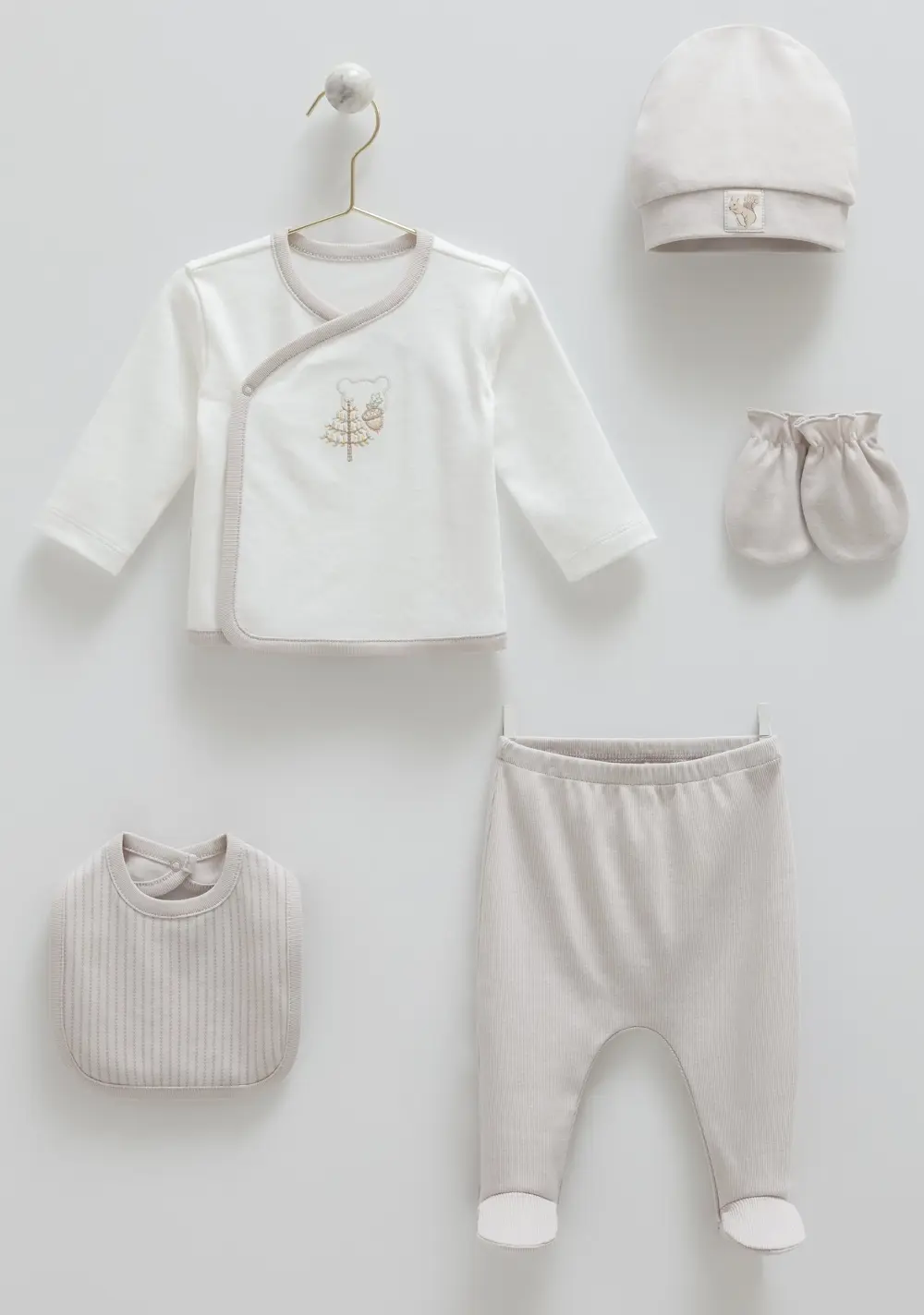 Caramell %100 Pamuk Forest 5li Hastane Çıkışı Seti 56-62 cm 1-3 A