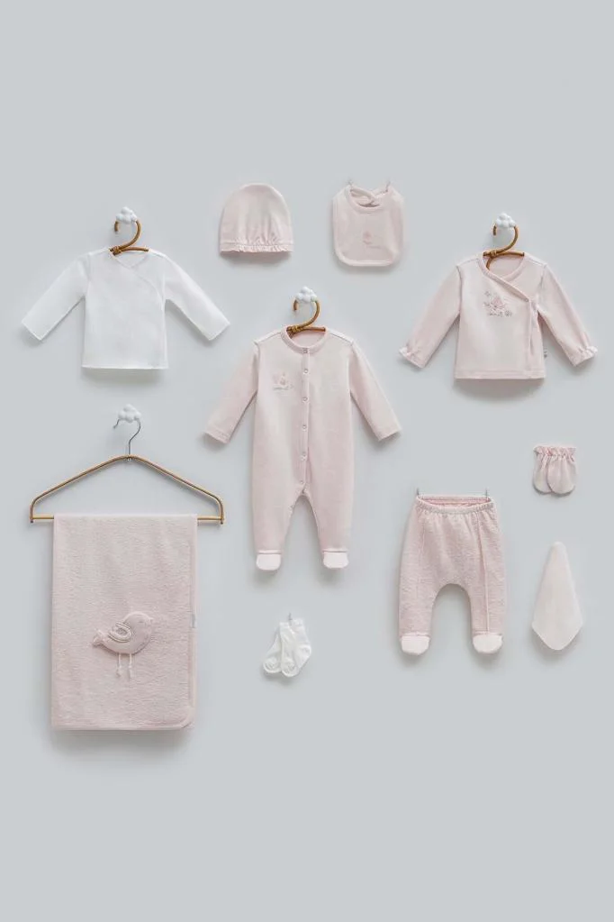 Caramell %100 Pamuk Happy Spring 10 Parça Hastane Çıkışı Zıbın Seti Pembe CRML.ZK2277.PMB