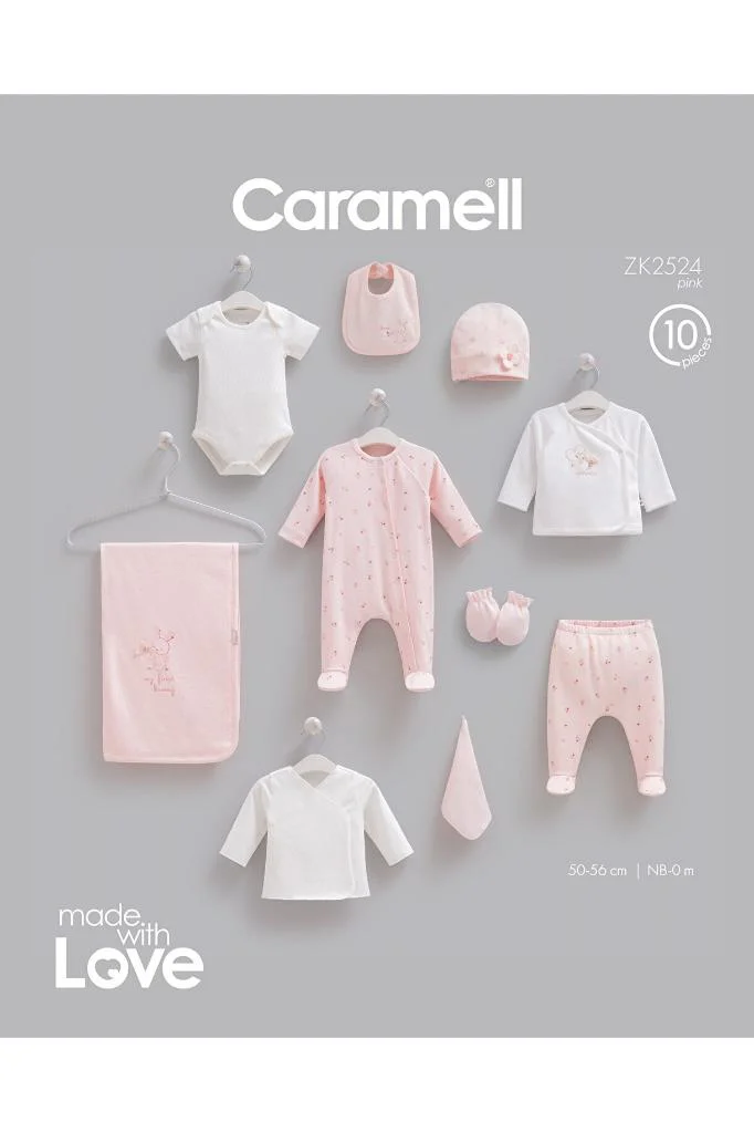 Caramell %100 Pamuk Love Bunny 10'lu Hastane Çıkışı Set 0-3 Ay 50-56 cm Pembe CRML.ZK2524.PMB Caramell %100 Pamuk Love Bunny 10'lu Hastane Çıkışı Set 0-3 Ay 50-56 cm Pembe CRML.ZK2524.PMB