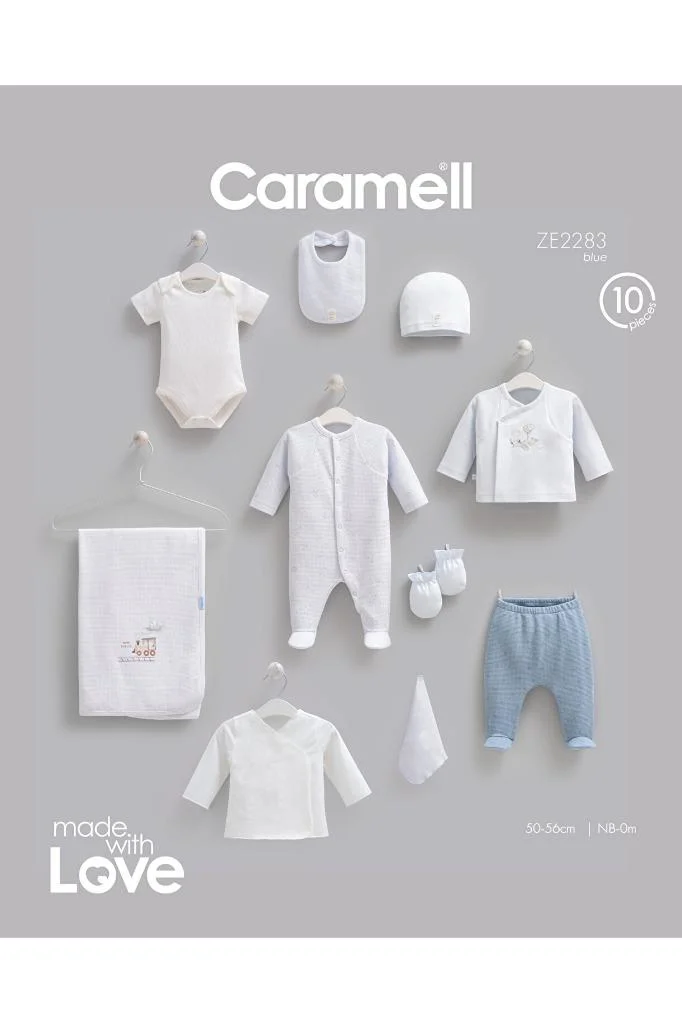 Caramell %100 Pamuk Mini Travel 10 Parça Hastane Çıkışı Zıbın Seti Mavi CRML.ZE2283.MAV Fiyatı, Yorumları ve Özellikleri