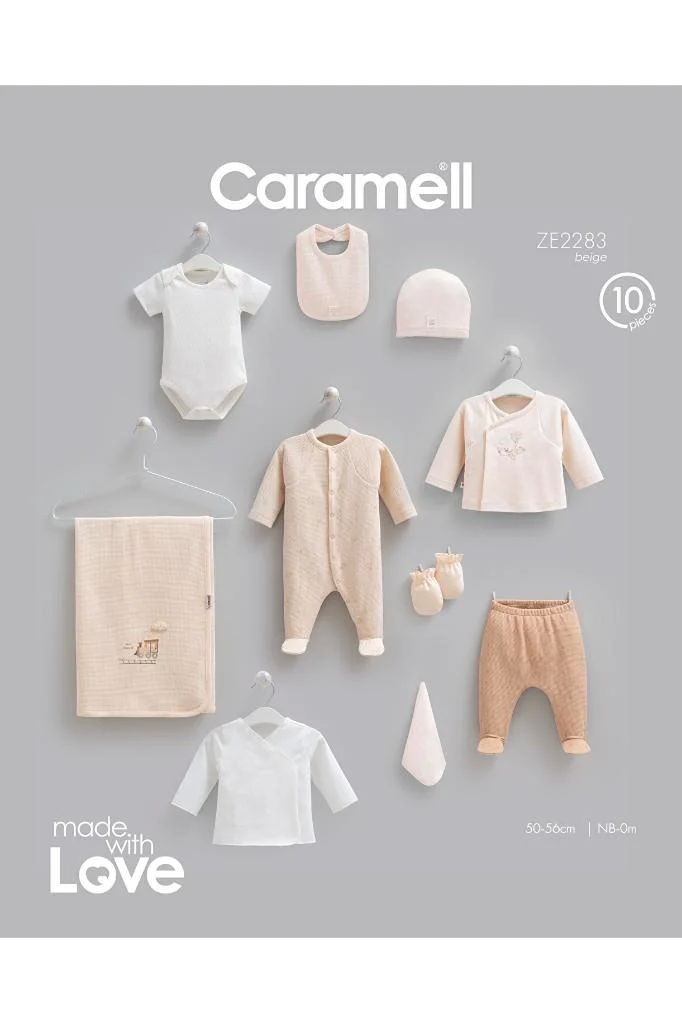 Caramell %100 Pamuk Mini Travel 10 Parça Hastane Çıkışı Zıbın Seti Bej CRML.ZE2283.BEJ Fiyatı, Yorumları ve Özellikleri