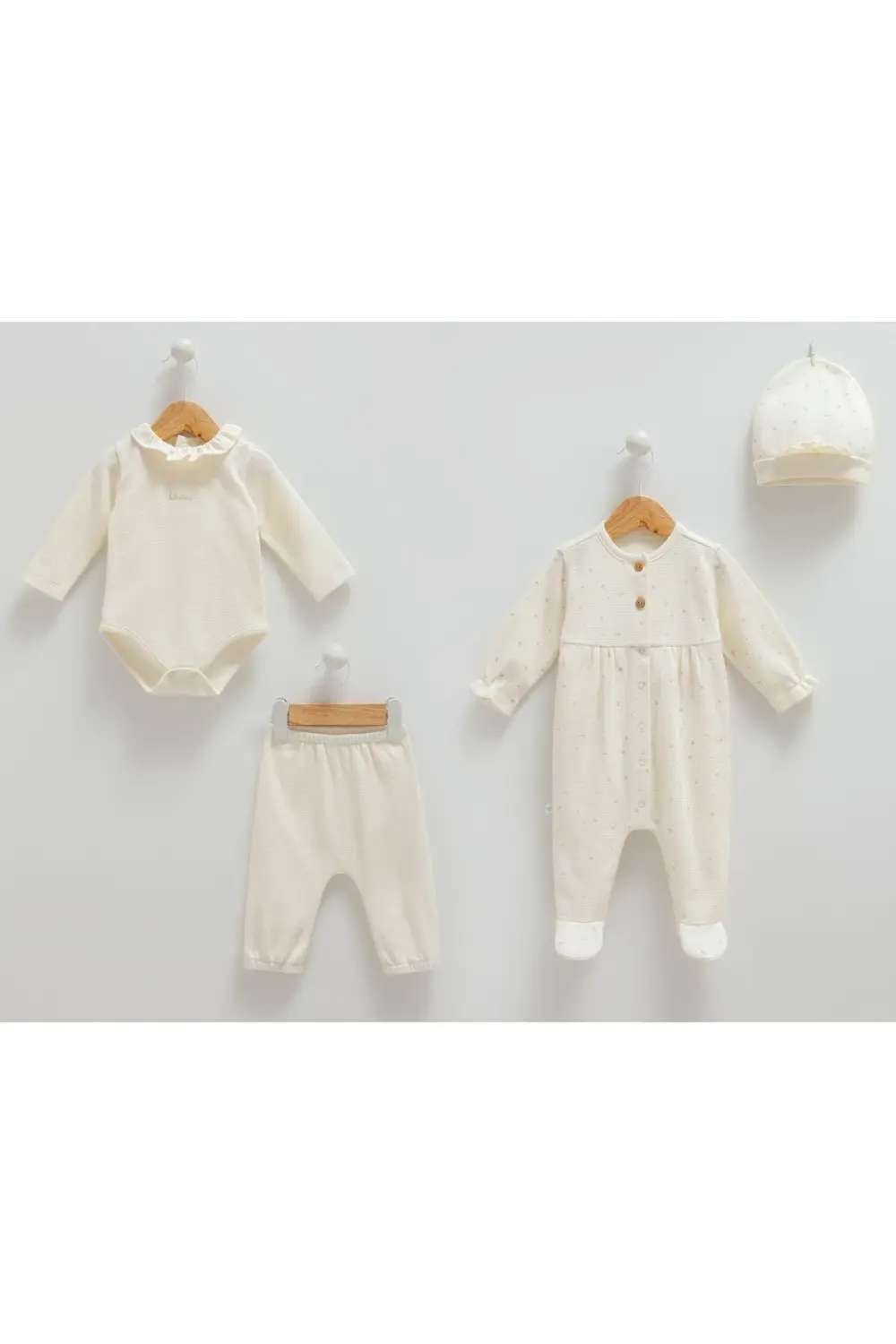 Caramell %100 Pamuk My Baby 4'lü Set 56-62 cm 1-3 Ay Ekru CRML.EK