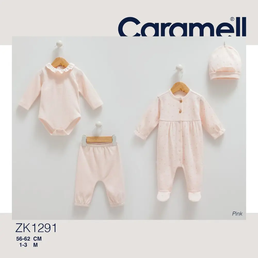 Caramell %100 Pamuk My Baby 4'lü Set 56-62 cm 1-3 Ay Pembe CRML.P