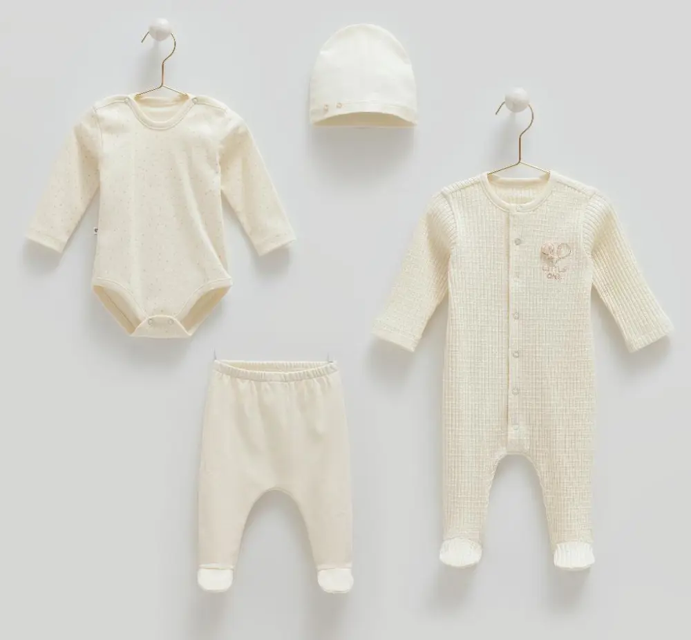 Caramell %100 Pamuk Soft Colour 4'lü Set 56-62 cm 1-3 Ay Ekru CRM