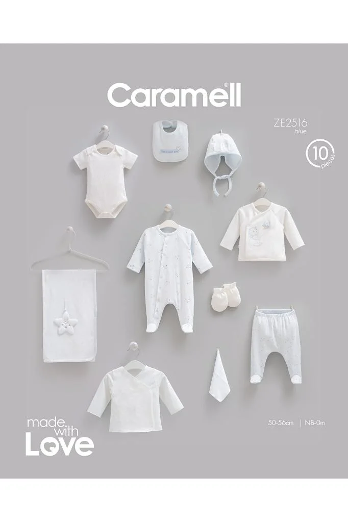 Caramell %100 Pamuk Teddy Bear 10'lu Set 0-3 Ay 50-56 cm Mavi CRML.ZE2516.MAV Fiyatı, Yorumları ve Özellikleri