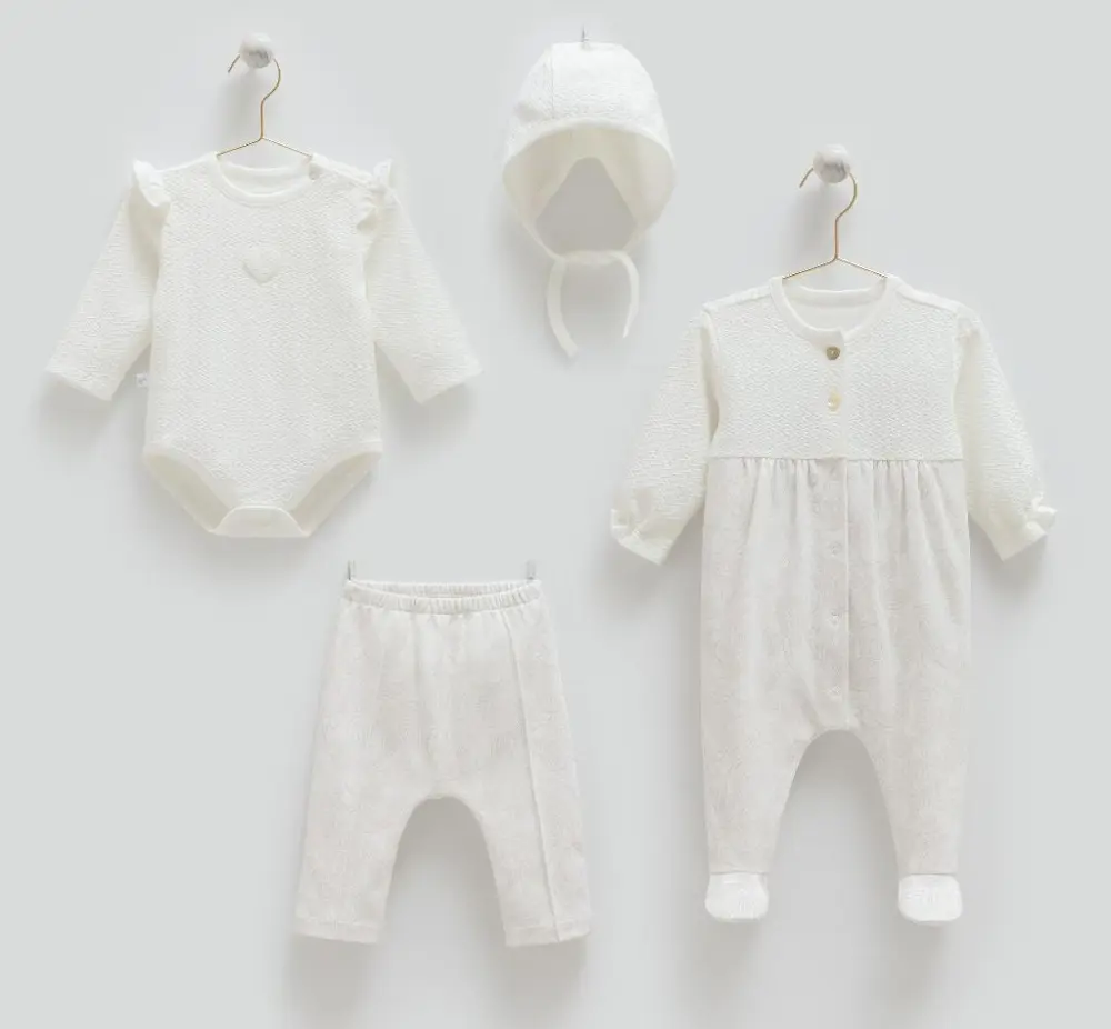 Caramell %100 Pamuk Tiny Lace 4'lü Takım Set 56-62 cm 1-3 Ay CRML