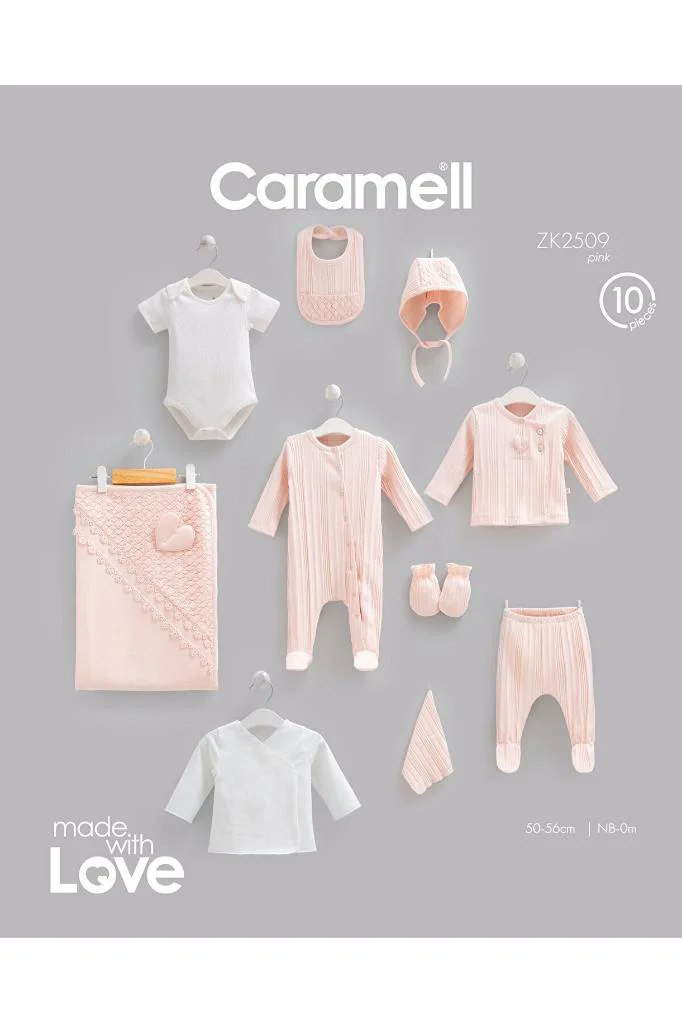 Caramell %100 Pamuk Very Nice 10'lu Set 0-3 Ay 50-56 cm Pembe CRML.ZK2509.PMB Fiyatı, Yorumları ve Özellikleri