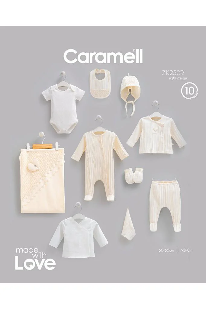 Caramell %100 Pamuk Very Nice 10'lu Set 0-3 Ay 50-56 cm Bej CRML.ZK2509.BEJ Caramell %100 Pamuk Very Nice 10'lu Set 0-3 Ay 50-56 cm Bej CRML.ZK2509.BEJ